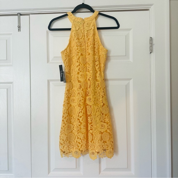 NWT Lulu’s Love Poem Yellow Lace Mini Dress - Yellow - S - Picture 5 of 5